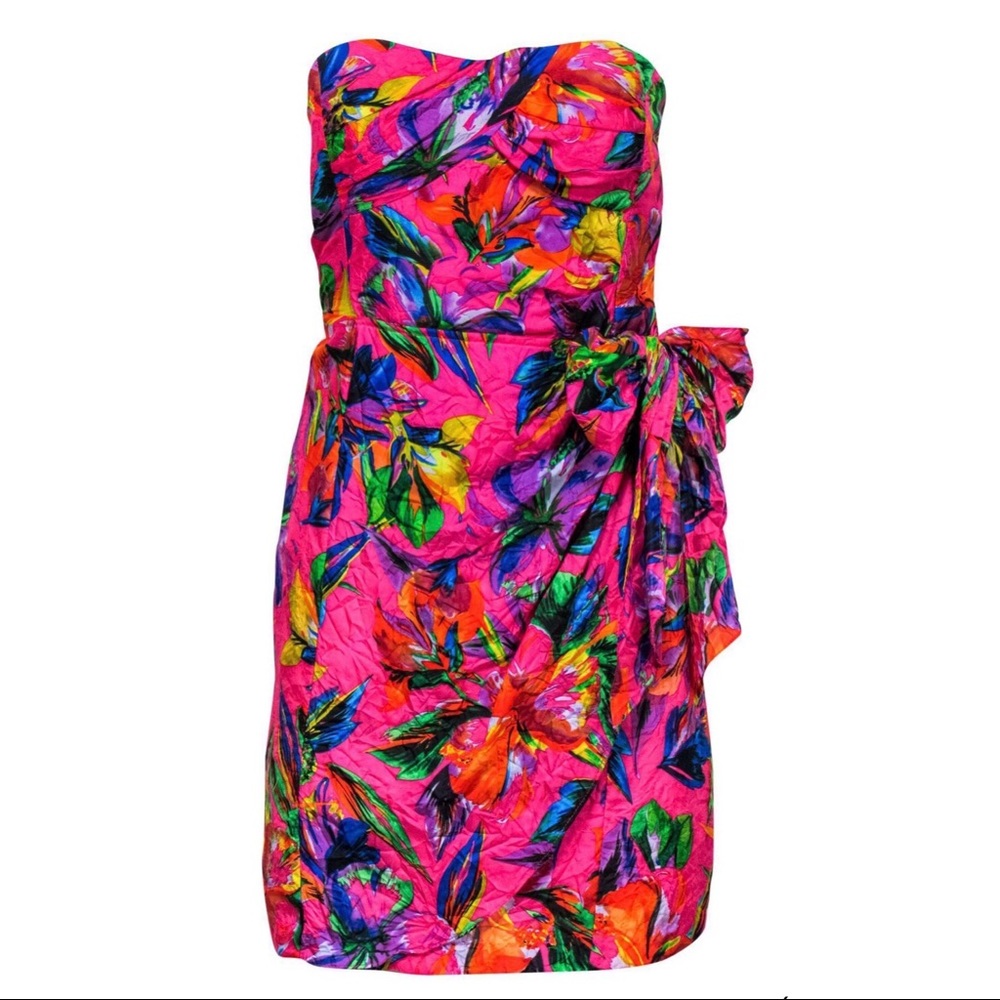 🆕NanetteLepore Silk Strapless Mini Side Tie Dress